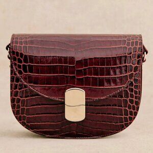 Sezane Claude Bag Chocolate Croco Print